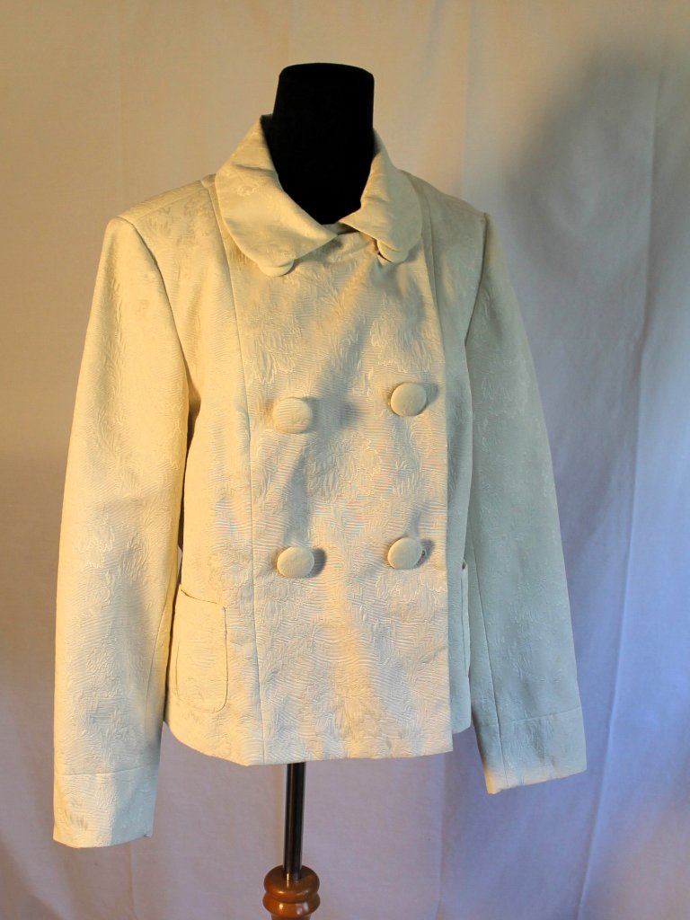 Talbots Off White Brocade Double Breasted Blazer Medium